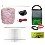 Electric Fence Kit Solar Energiser 20 Poly Posts 500m Wire Handle Earth Rod etc