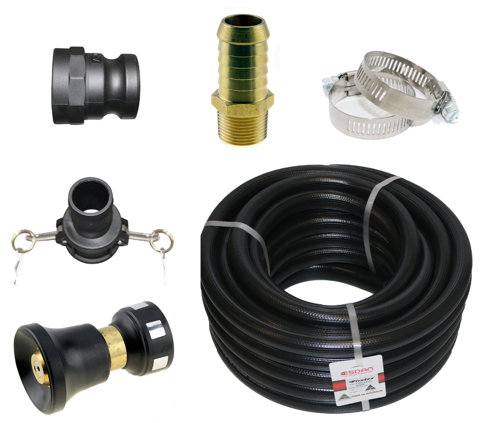 Fire Fighting Hose Kit 20m x 1 inch 25mm ID Australian Made Fighter