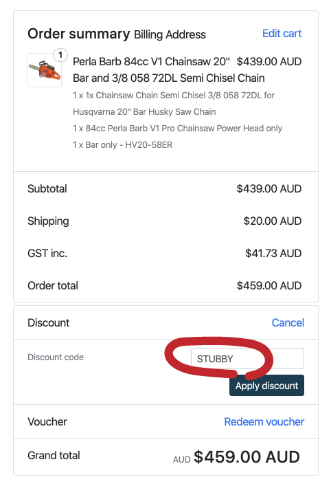 Order summary discount code instruction