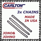 3x Carlton Chainsaw Semi Chisel Chains 3/8" 050 68DL