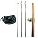 3x Earthing Grounding Rods Clamps + 15m Insulated Wire for Electric Fence Pole