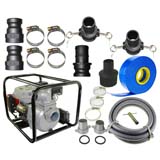 7HP Electric Start Water Transfer Pump 4 Stroke Petrol 76mm 30m 3" Layflat hose + 10M Suction Hose Kit