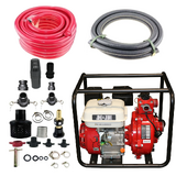 7HP Twin Impeller Recoil Start Water Fire Fighting Fighter Pump & 10m Hose Kit