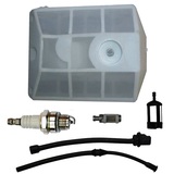 Chainsaw Service Kit Air Fuel Oil Filter Hose Spark Plug for Baumr-Ag SX62 62cc