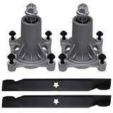 2x Spindles & 42" Blades for Husqvarna & Poulan Pro Ride On Lawn Mower 532127843