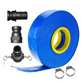30m x 1" 25mm ID Outlet Layflat Hose Kit Camlock Clamps Water Transfer Pump
