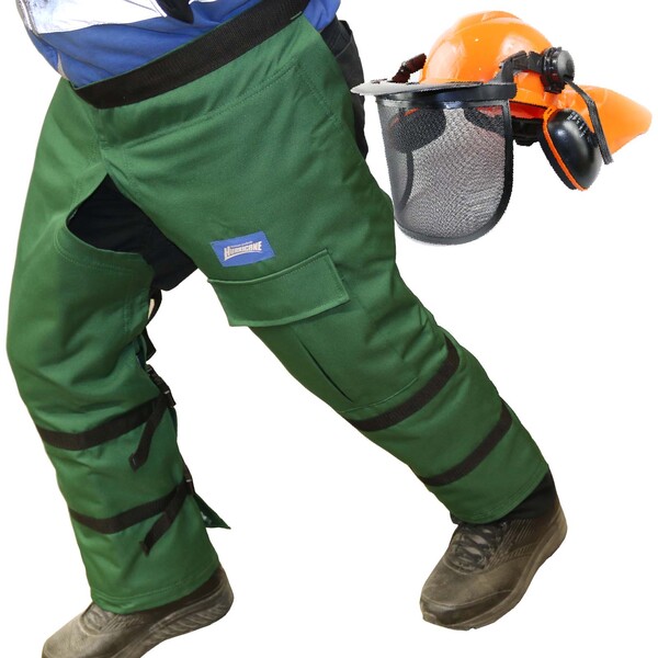 Chainsaw Safety Chaps & Helmet Protective Pants Leg Wrap around protection Large 40"
