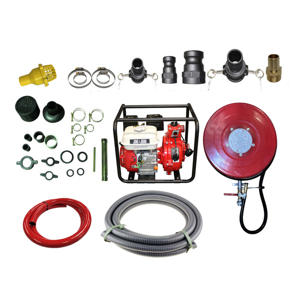 7HP Single Impeller Recoil Start Water Fire Fighting Fighter Pump Hose 30m Reel Kit