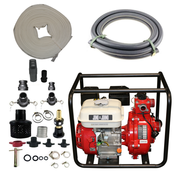 7HP Twin Impeller Electric Start Water Fire Fighting Fighter Pump And Canvas Hose Kit