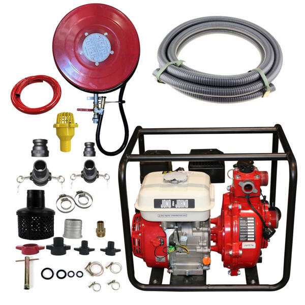 7HP Twin Impeller Recoil Start Water Fire Fighting Fighter Pump & 30m Hose Reel Kit
