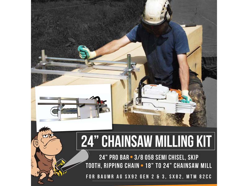 Baumr Ag SX92 SX82 MTM Chainsaw Milling Mill Kit 24" Bar & 3/8 Semi Chisel Chain