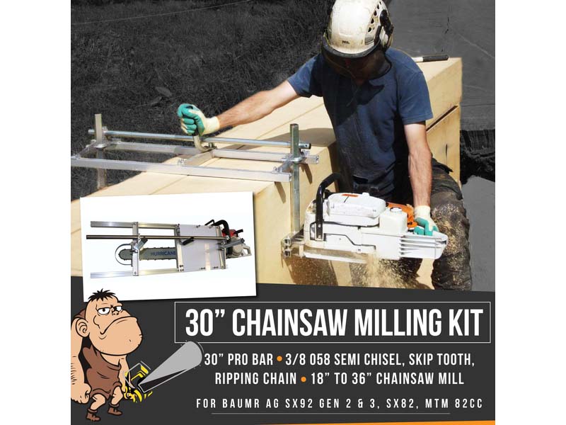 Baumr Ag SX92 SX82 MTM Chainsaw Milling Mill Kit 30" Bar & 3/8 Semi Chisel Chain