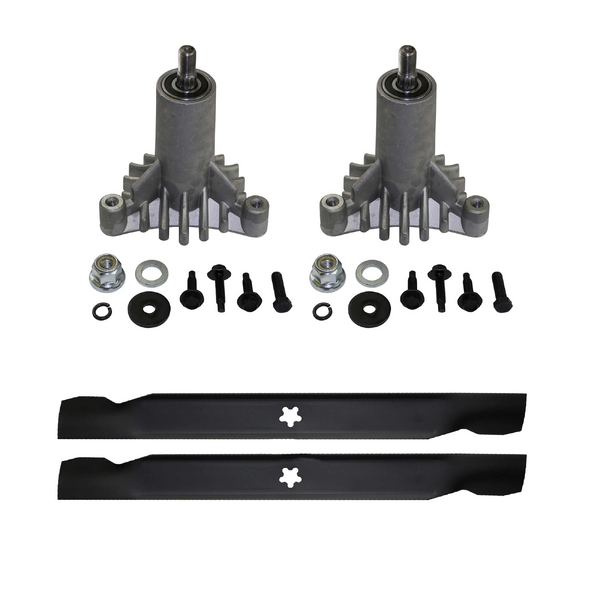 2x Spindle Assy & 42" Bar Blades for Husqvarna & Craftsman Ride On Lawn Mowers