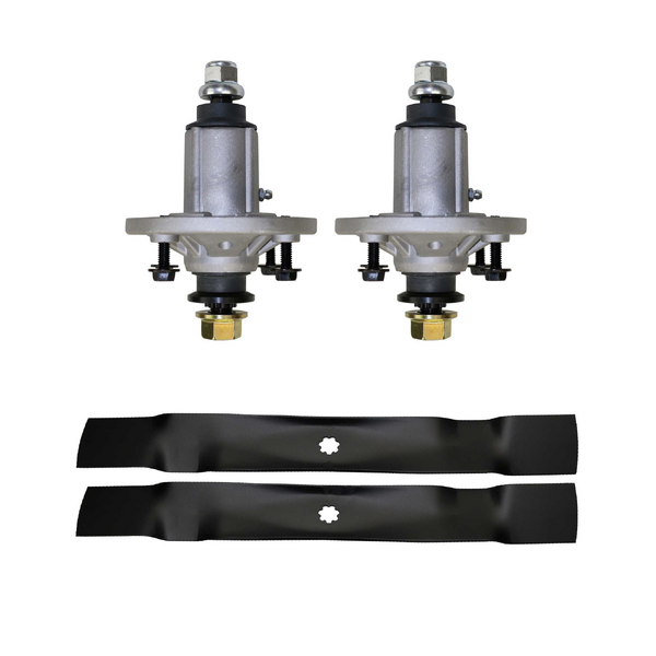 2x Spindle Assy & Bar Blades for John Deere 42" Deck 100 LA100 X100 Series Ride On Mowers
