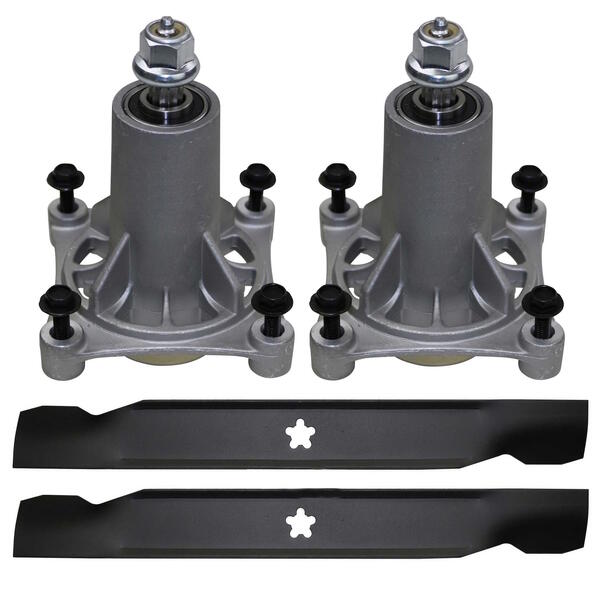 2x Spindle Assy & 38" Bar Blades for Craftsman Poulan Pro Mowers 532187292