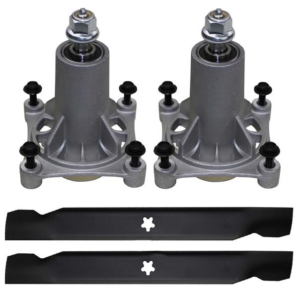 2x Spindles & 42" Blades for Husqvarna & Poulan Pro Ride On Lawn Mower 532127843