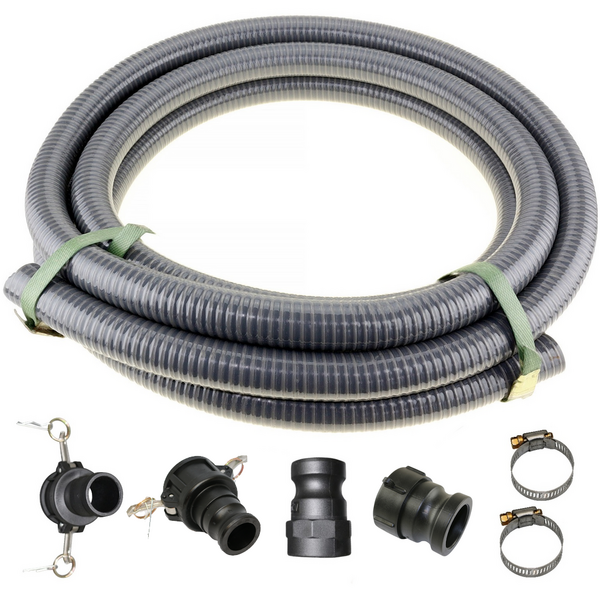 2" Inch 10m Suction Hose Camlocks Clamps Kit Water Fire Pump with IBC Fittings