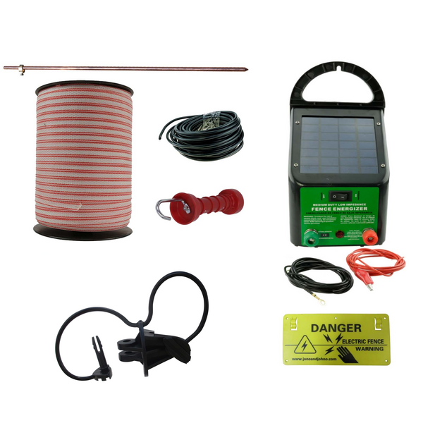 Electric Fence Kit Solar Energiser 150x Pinlock Insulators 800m Tape Earth Rod etc